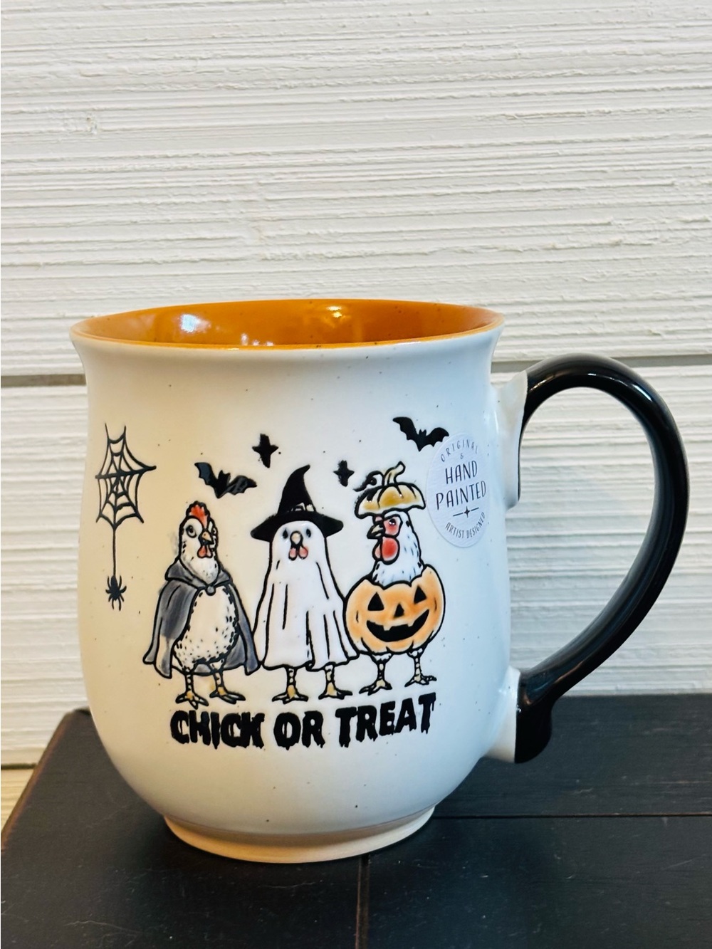 Eli + Ana CHICK OR TREAT Holiday Halloween Chickens In Costumes Coffee Mug NEW